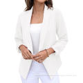 Women's Blazer Suit Open Front Cardigan 3/4 Sleeve Fitted Jacket Casual Office Cropped Blazer